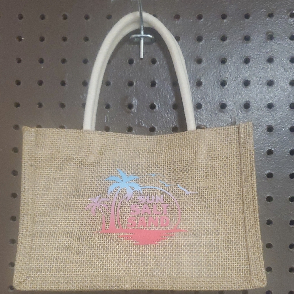 Jute Tote Bag - Natural and Pink